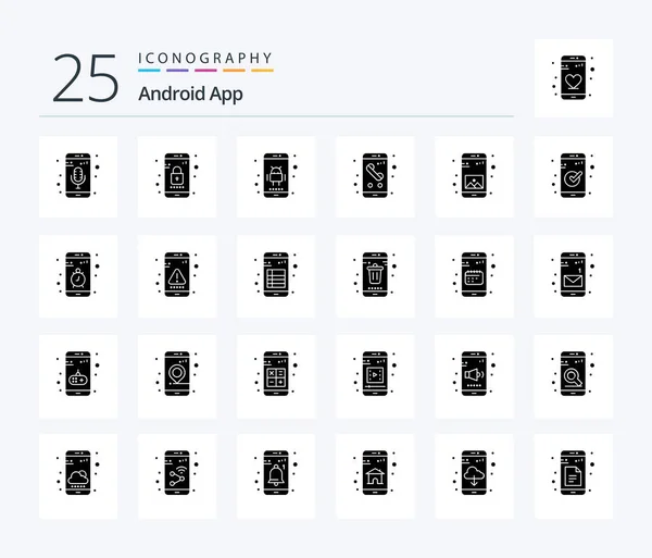 Пакет Иконок Android App Включает Себя Приложение Телефон Андроид Мобильный — стоковый вектор