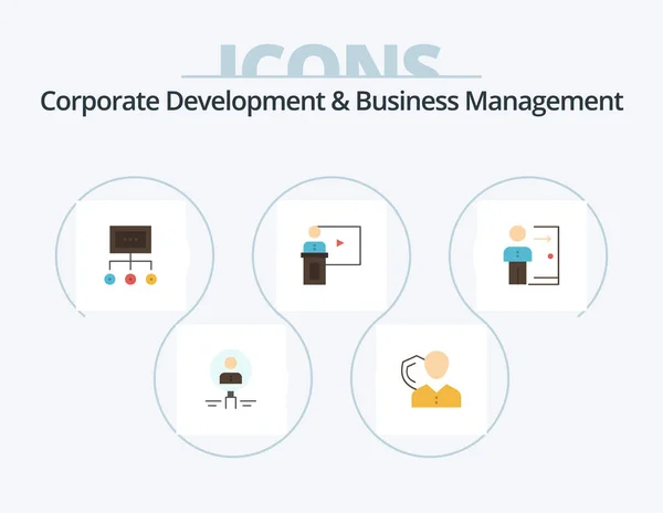 Corporate Development Business Management Flat Icon Pack Icon Design Chart — Stockvektor