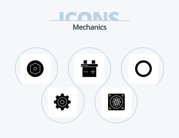 Mechanics Glyph Icon Pack Icon Design Battery Shim — Stock Vector