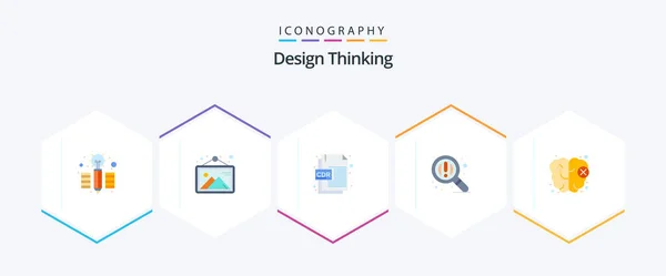 Design Thinking Flat Icon Pack Including Knowledge Cdr Format Brain — Vettoriale Stock