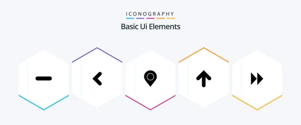 Basic Elements Glyph Icon Pack Including Forward Upload Map Arrow — 图库矢量图片