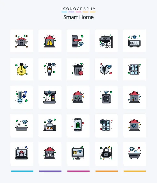 Creative Smart Home Line Pack Icônes Telles Que Surveillance Sécurité — Image vectorielle