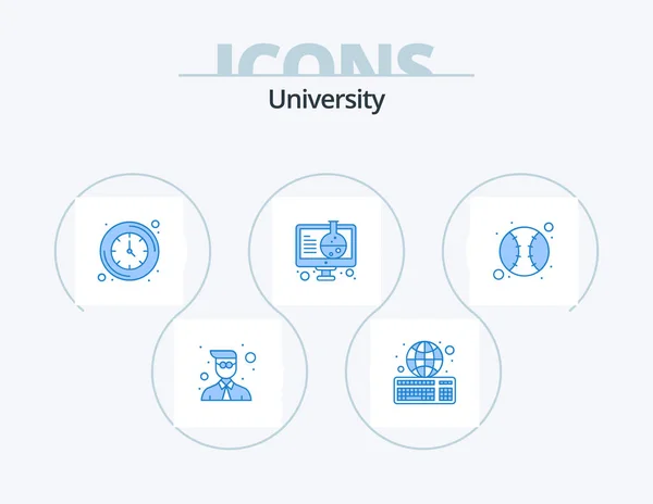 University Blue Icon Pack Icon Design Baseball Science Clock Online — Stock Vector