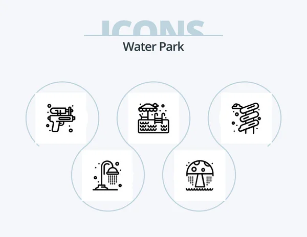 Icône Ligne Parc Aquatique Pack Icône Design Parc Parc Eau — Image vectorielle