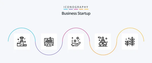 Business Startup Line Icon Pack Συμπεριλαμβανομένων Χέρι Διάγραμμα Δολάριο — Διανυσματικό Αρχείο