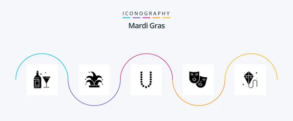 Mardi Gras Glyph Icon Pack Inklusive Drake Mardi Gras Åtkomst — Stock vektor