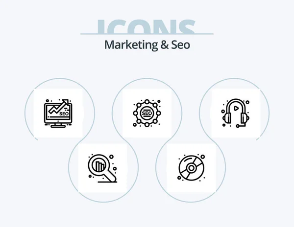 Marketing Seo Line Icon Pack Icon Design Youtube Billboard Video — Stock Vector