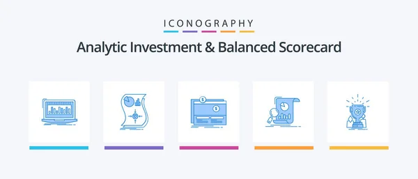 Analytic Investment Balanced Scorecard Blue Icon Pack Including Business Analysis — Vetor de Stock