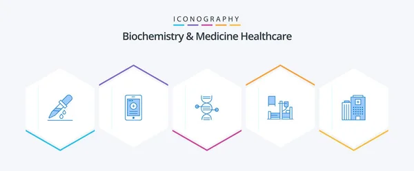 Bioquímica Medicina Healthcare Paquete Icono Azul Incluyendo Loco Hospital Adn — Archivo Imágenes Vectoriales