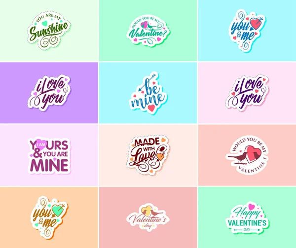 Valentine Day Graphics Stickers Show Your Love Devotion — 图库矢量图片