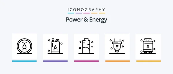 Power Energy Line Icon Pack Tym Molekuła Atomu Elektryczność Moc — Wektor stockowy