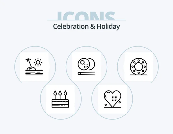 Празднование Праздничная Линия Icon Pack Icon Design Свадьба Праздник Празднование — стоковый вектор