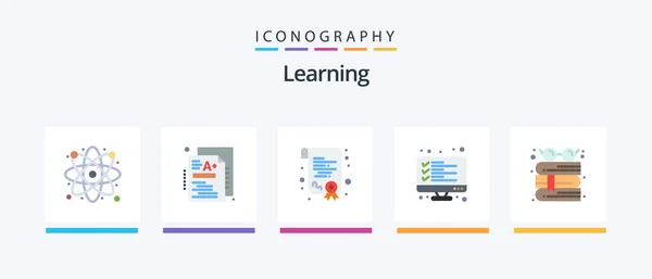 Learning Flat Icon Pack Including Education Result Certification List Computer — Image vectorielle