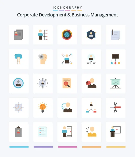 Creative Corporate Development Business Management Flat Ikon Paketi Statistikler Gibi — Stok Vektör