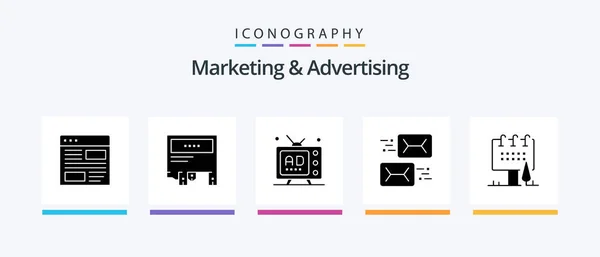 Marketing Advertising Glyph Icon Pack Including Email Address Message Promotion — Stockový vektor