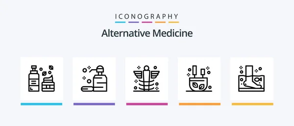 Alternative Medicine Line Icon Pack Including Drug Relax Care Incense — Wektor stockowy