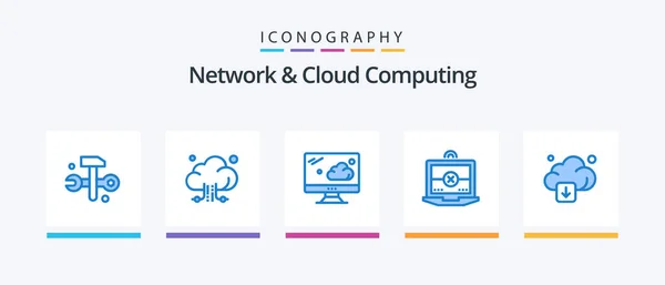 Network Cloud Computing Blue Icon Pack Including Technology Arrow Cloud — Image vectorielle