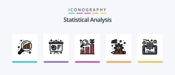 Statistical Analysis Line Filled Icon Pack Including Graph Business Keyword — Stock Vector