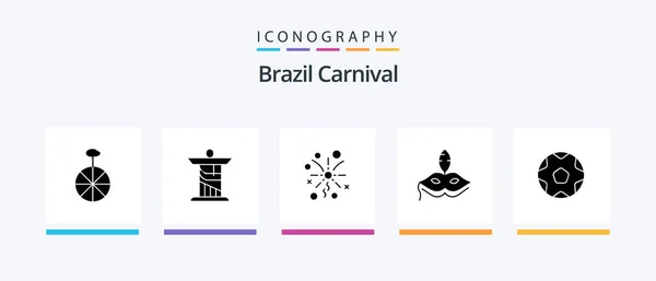 Brazil Carnival Glyph Icon Pack Including Celebration Fireworks Christ Celebration — Stockvektor