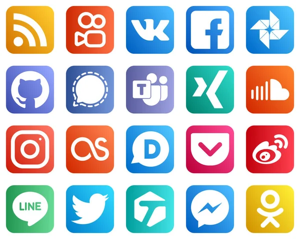 Social Media Pictogrammen Voor Ontwerpen Zoals Muziek Geluidswolk Github Xing — Stockvector