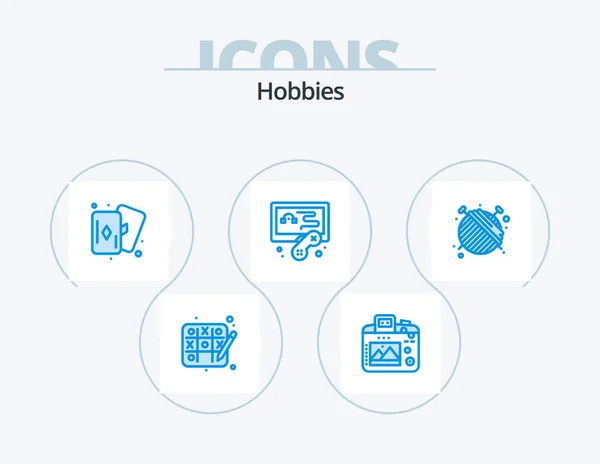 Hobbies Blue Icon Pack Icon Design Fashion Hobby Dressmaker Game — Stock Vector