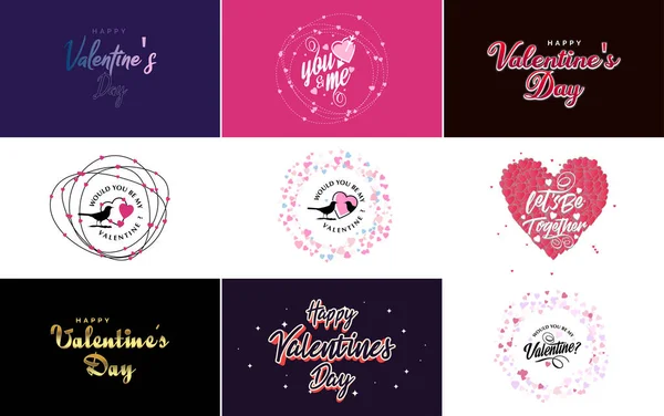 Happy Valentine Day Banner Template Romantic Theme Pink Red Color — Stockvector