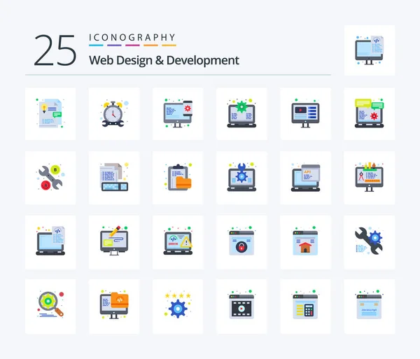 Web Design Development Flat Color Icon Pack Including You Tuber — Stock vektor