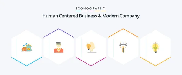 Human Centered Business Modern Company Flat Icon Pack Including Success — Stock Vector
