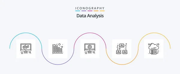 Data Analysis Line Icon Pack Including Business User Develop Profile — Archivo Imágenes Vectoriales