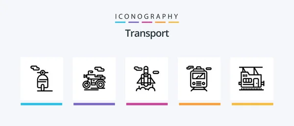 Транспортная Линия Числе Машина Машину Транспорт Автобус Creative Icons Design — стоковый вектор