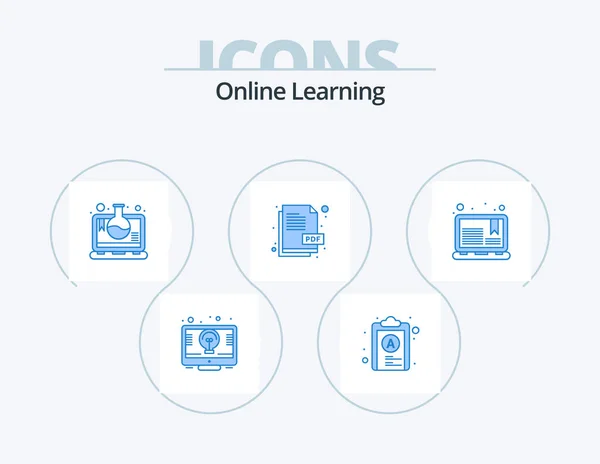 Online Learning Blue Icon Pack Icon Design Learning Course Lab — Stock Vector