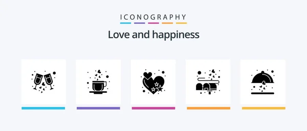 Love Glyph Icon Pack Including Wedding Food Rate Dish Love — Stock Vector