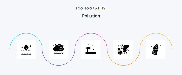 Pollution Glyph Icon Pack Including Water Pollution Pollution Pollution Environment — Stock vektor