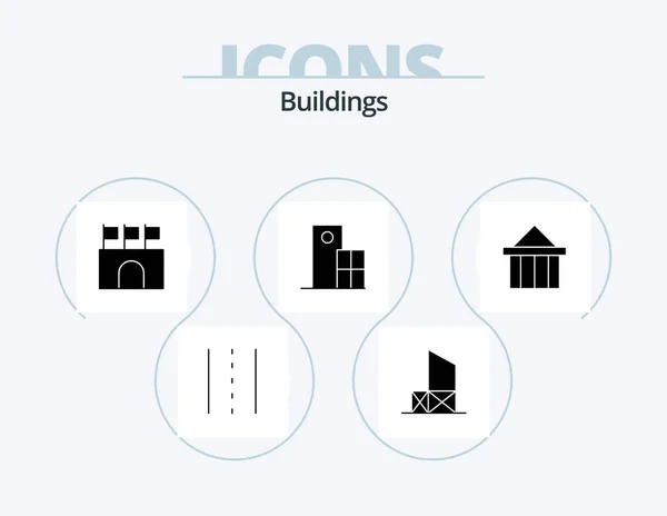 Buildings Glyph Icon Pack Icon Design Clock Architecture Rescue Stadium — Stock Vector