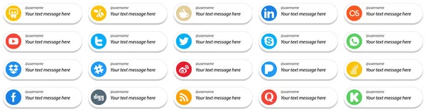Weibo Gibi Top Social Media Paketi Için Özelleştirilebilir Mesajla Kart — Stok Vektör