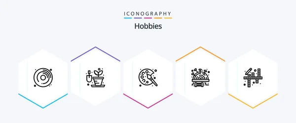 Hobbies Line Icon Pack Including Hobbies Activities Paint Stitch Pincushion — Wektor stockowy