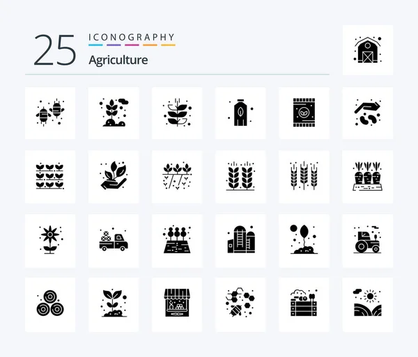 Agriculture Solid Glyph Icon Pack Including Agriculture Rostlina Pšenice Láhev — Stockový vektor