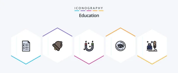 Education Filledline Icon Pack Including Letter Science Fur Ink — Image vectorielle