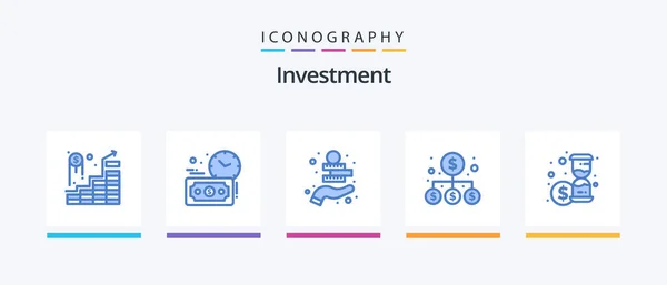 Investment Blue Icon Pack Including Time Investment Money Money Business — ストックベクタ