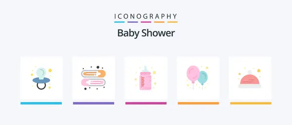 Baby Shower Flat Icon Pack Including Nipple Toddler Baby Creative — Stock Vector