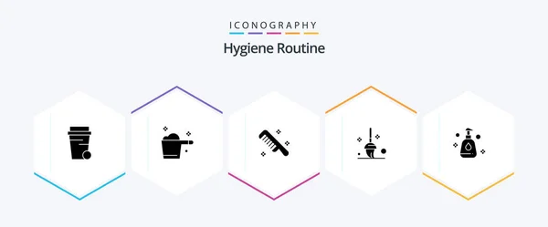 Hygiene Routine Glyph Icon Pack Including Spray Comb Cleaning Cleaning — Stock Vector