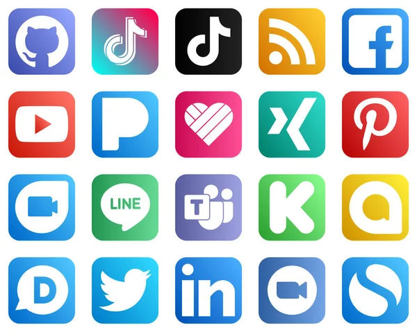 Social Media Icons Every Platform Google Duo Xing Facebook Likee — Stockvektor
