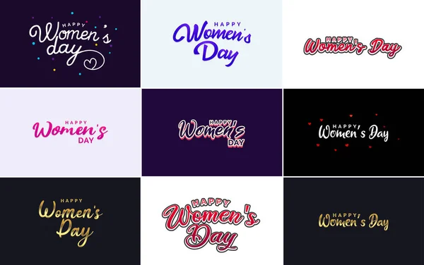 International Women Day Greeting Card Template Floral Design Hand Lettering — Stockvector
