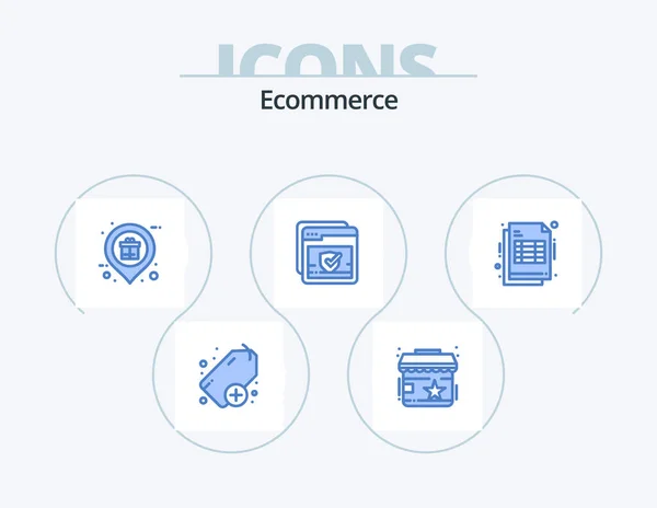 Ecommerce Blue Icon Pack Pictogram Ontwerp Cheque Het Web Markt — Stockvector