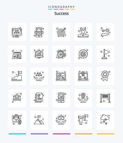 Creative Sucess Outline Icon Pack Key Star Review Winner Competition — Wektor stockowy