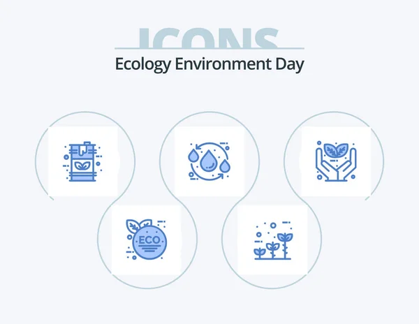 Ecologie Blauw Pictogram Pack Pictogram Ontwerp Groei Recyclen Milieuvriendelijk Ecologie — Stockvector