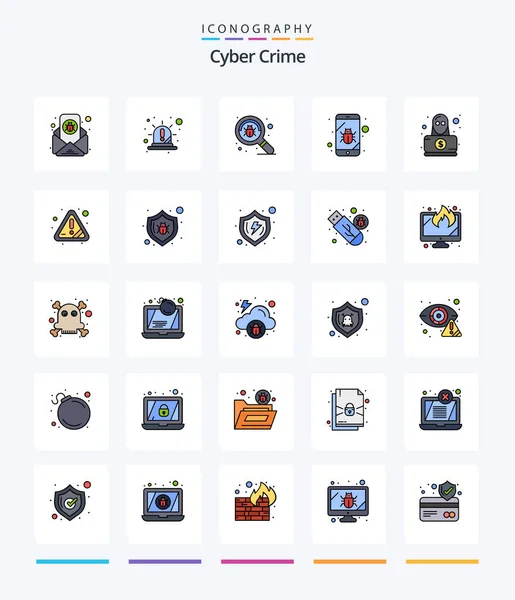 Creative Cyber Crime Line Filled Icon Pack Spy Mobile Red — Vettoriale Stock