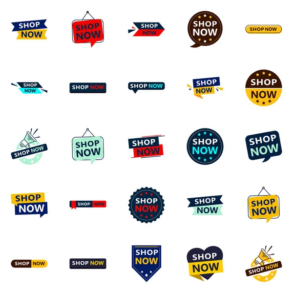 Diverse Shop Now Sale Banners Promote Your Deals — Image vectorielle
