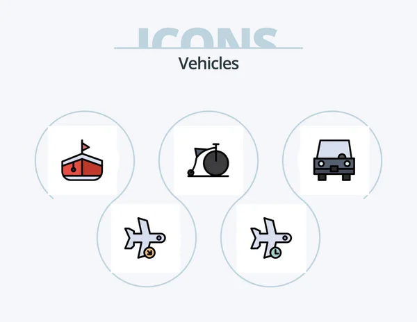 Línea Vehículos Llenado Icon Pack Icon Design Transporte Vuelo Transporte — Archivo Imágenes Vectoriales
