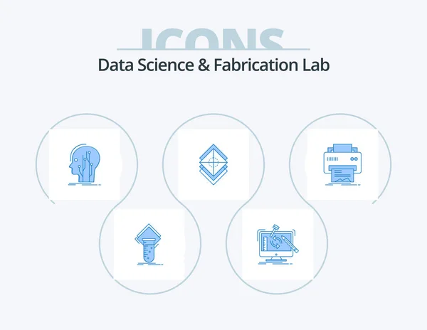 Data Science Fabrication Lab Blue Icon Pack Icon Design Layers — Vector de stock